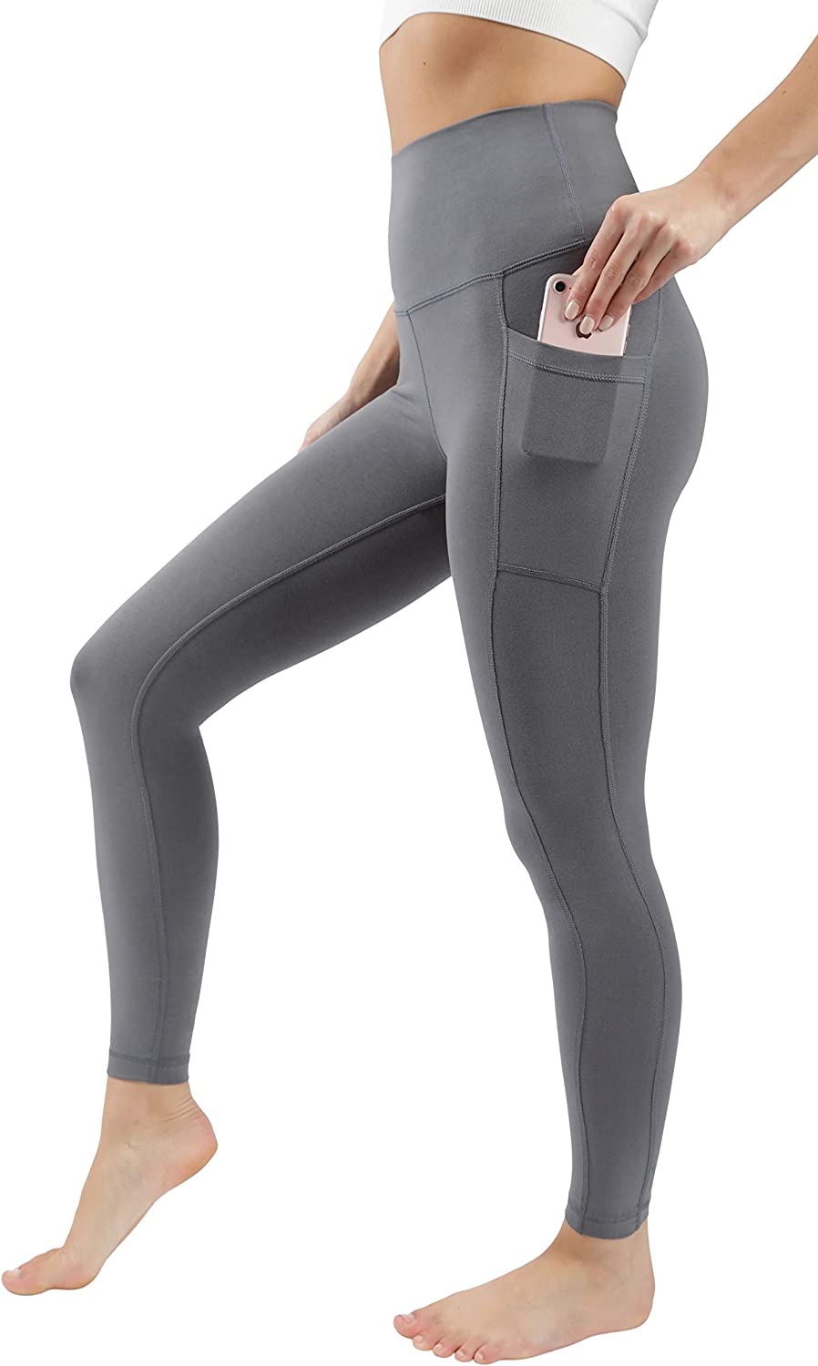 90 Degree By Reflex Cotton High Waist Ankle Length Compression Leggings  with Ela