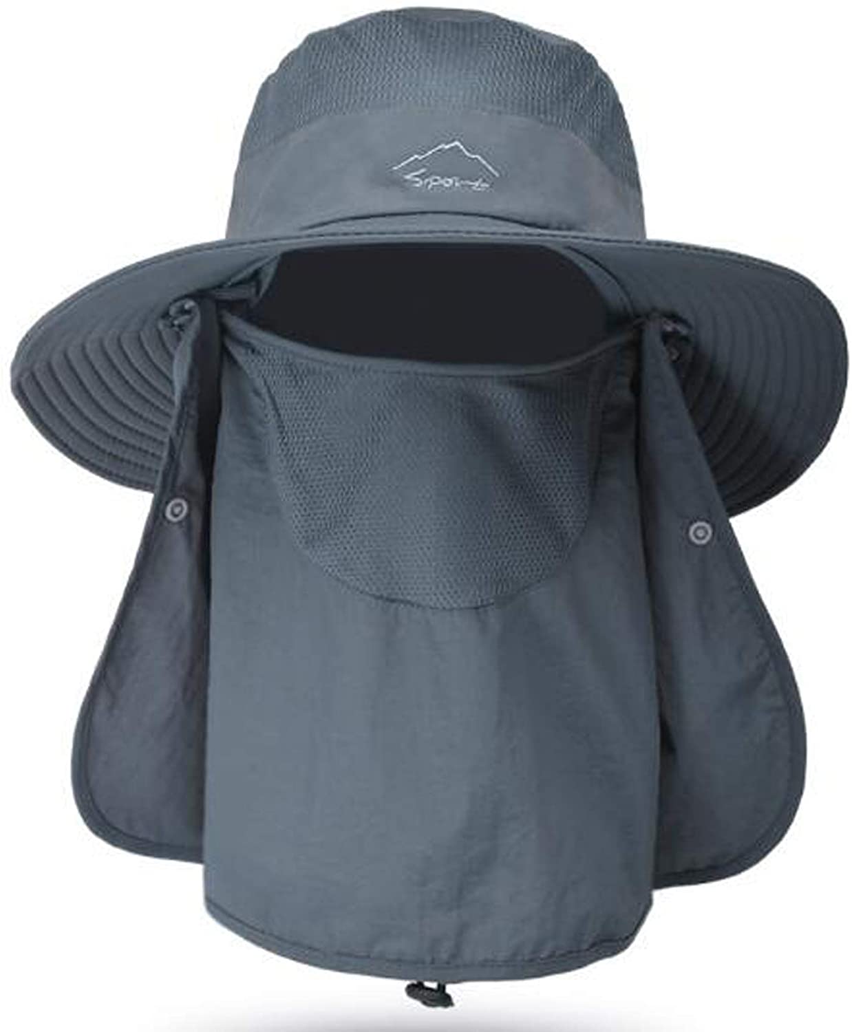 Outrip Fishing Hat for Men & Women, Outdoor UV Sun Protection Wide Brim Hat with Face Cover & Neck Flap Dark Grey