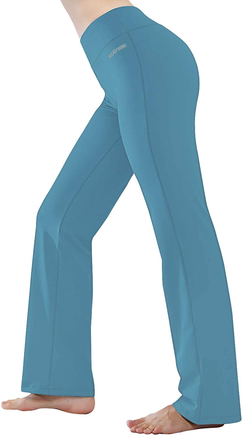 HISKYWIN Inner Pocket Yoga Pants 4 Way Stretch Tummy Control