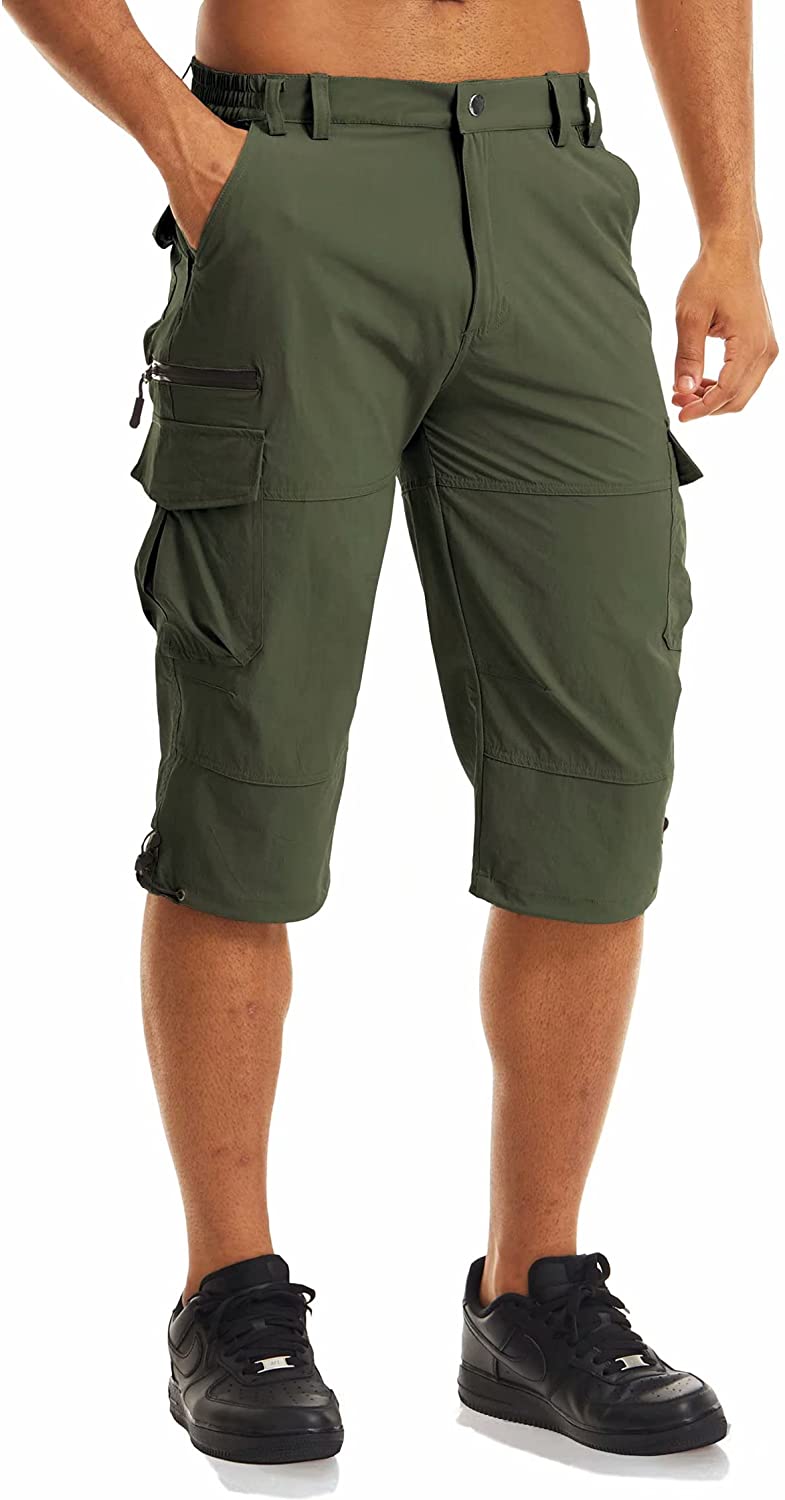 MAGCOMSEN 3/4 Pants for Men Quick Dry Hiking Pants 2 Pack Mens Summer Shorts Long Shorts Capri Pants for Men Gym Shorts Running Shorts 
