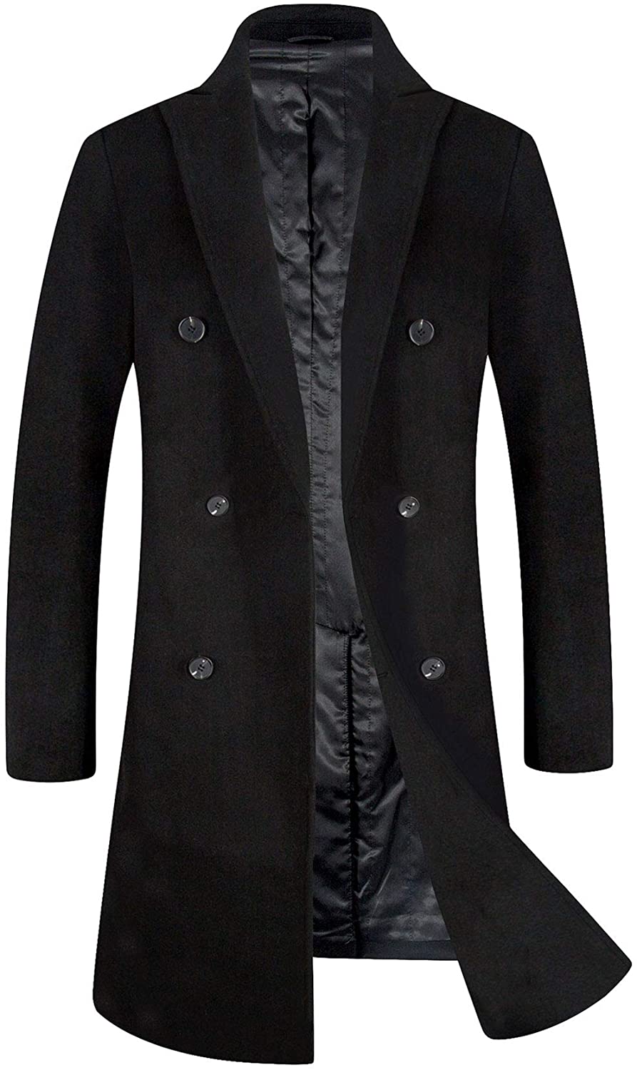 Men's Trench Coat 80% Wool Content French Long Jacket Winter Business ...