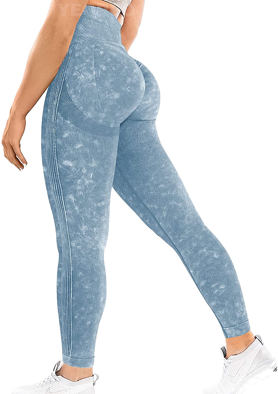 YEOREO Scrunch Butt Lift Leggings for Women Workout Yoga Pants Ruched Booty  High Waist Seamless Leggings Compression Tights, #0 Tie Dye Dark Blue