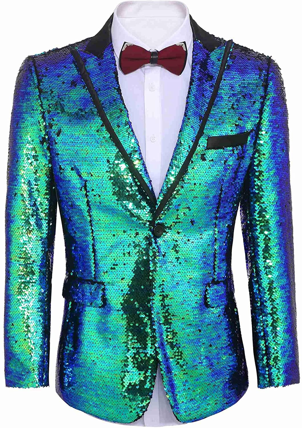 Wedding Banquet Nightclub JINIDU Shiny Sequins Suit Jacket Blazer One Button Tuxedo for Party Prom 