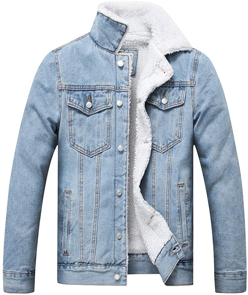 LEVI'S SHERPA TRUCKER Jacket Mens Small Blue Denim Fleece Lined £39.99 -  PicClick UK