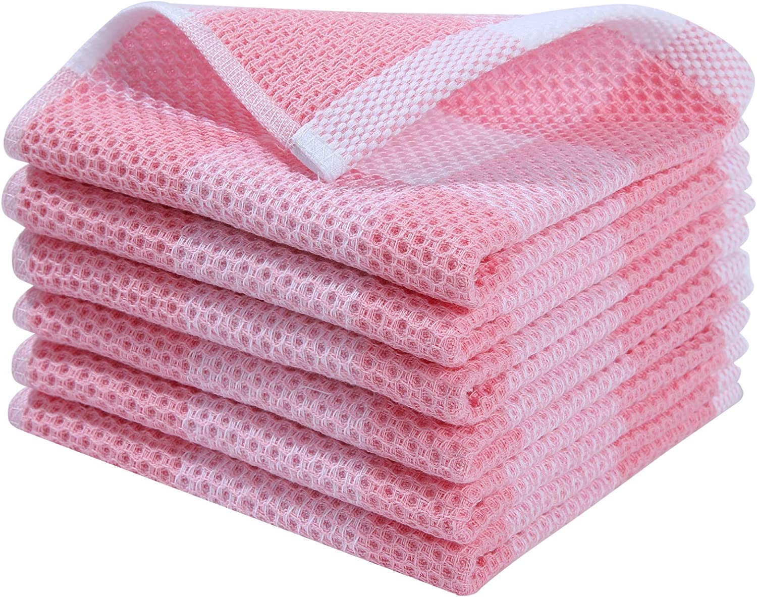 Homaxy 100% Cotton Kitchen Towel Waffle Weave Check Towel Absorbent  Dishcloth Super Soft Kitchen Cloths Household Scouring Pad