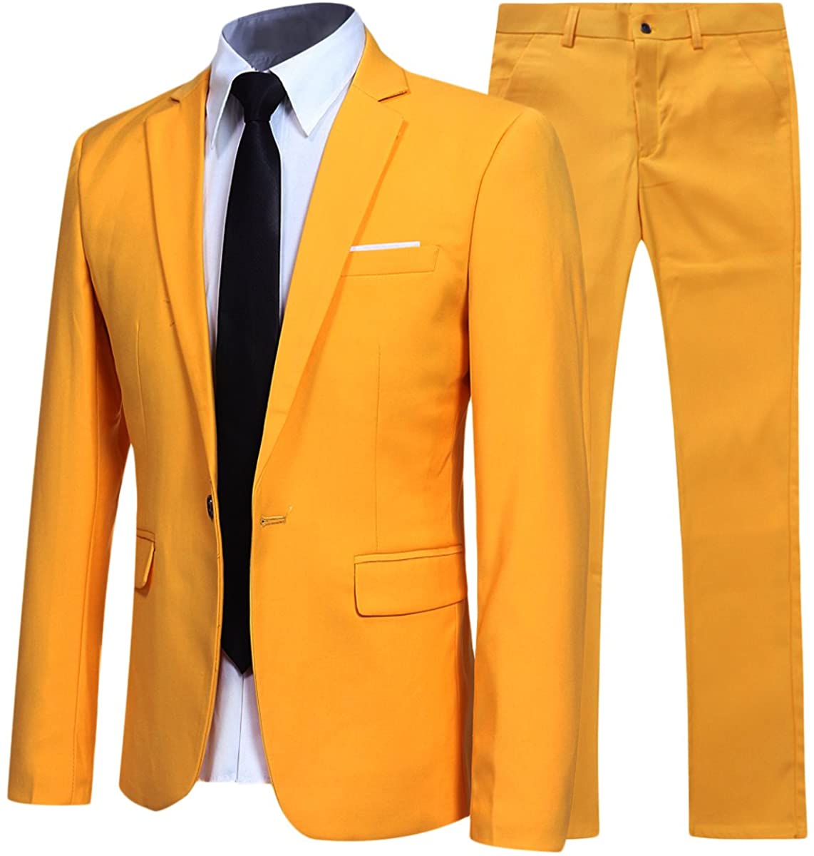 YFFUSHI Slim Fit 2 Piece Suit for Men One Button Casual/Formal/Wedding  Tuxedo | eBay