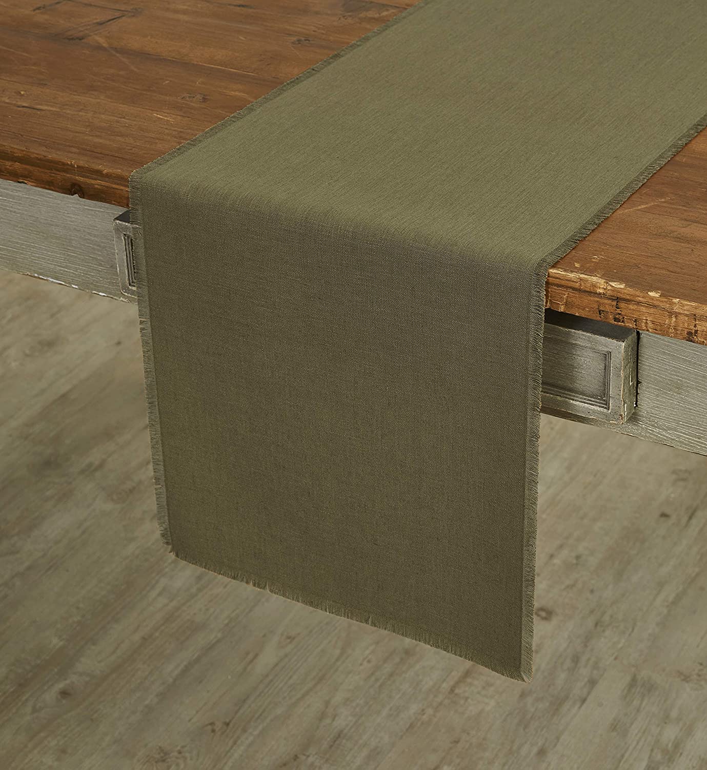 14 x 72 Inch European Flax Table Runner Olive Solino Home Medium Weight Linen Table Runner 100% Pure Linen Natural Fabric
