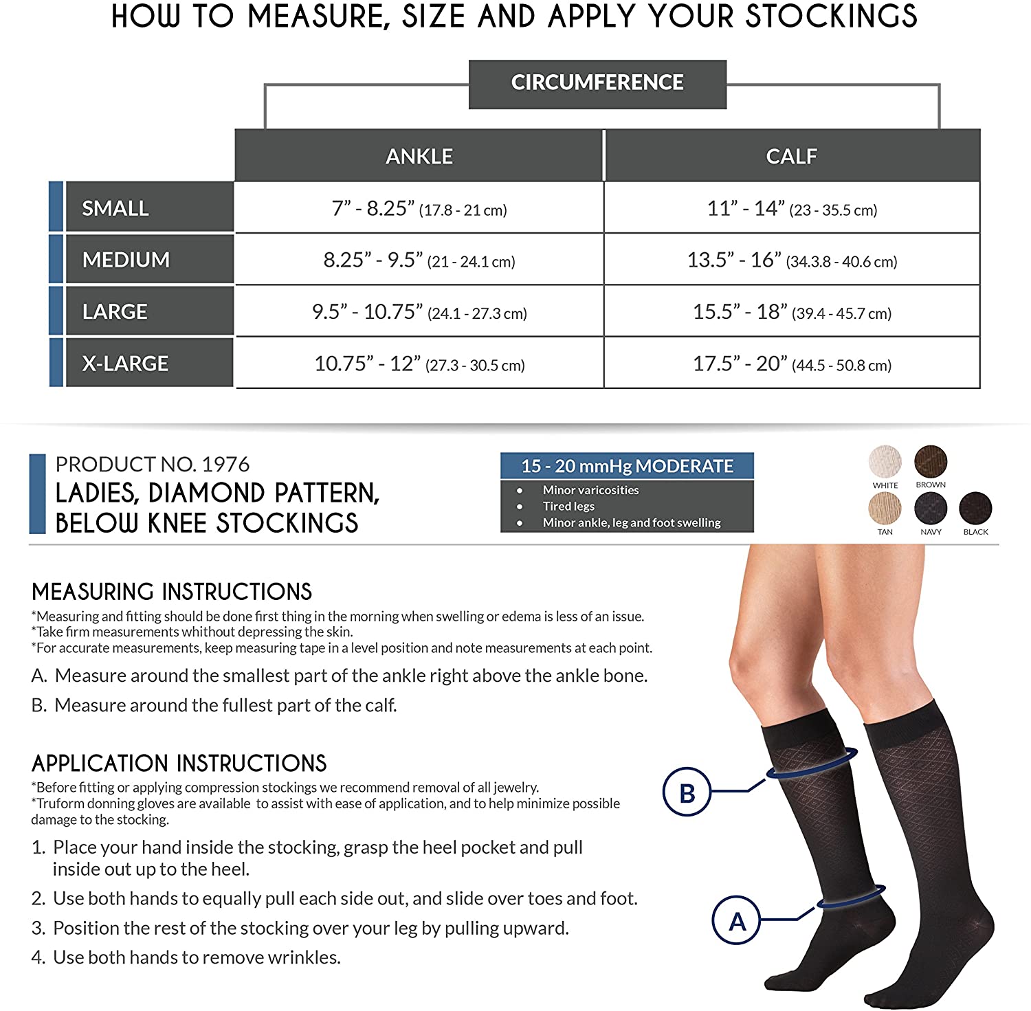 Truform Compression Socks, 1520 mmHg, Women's Dress Socks, Knee High