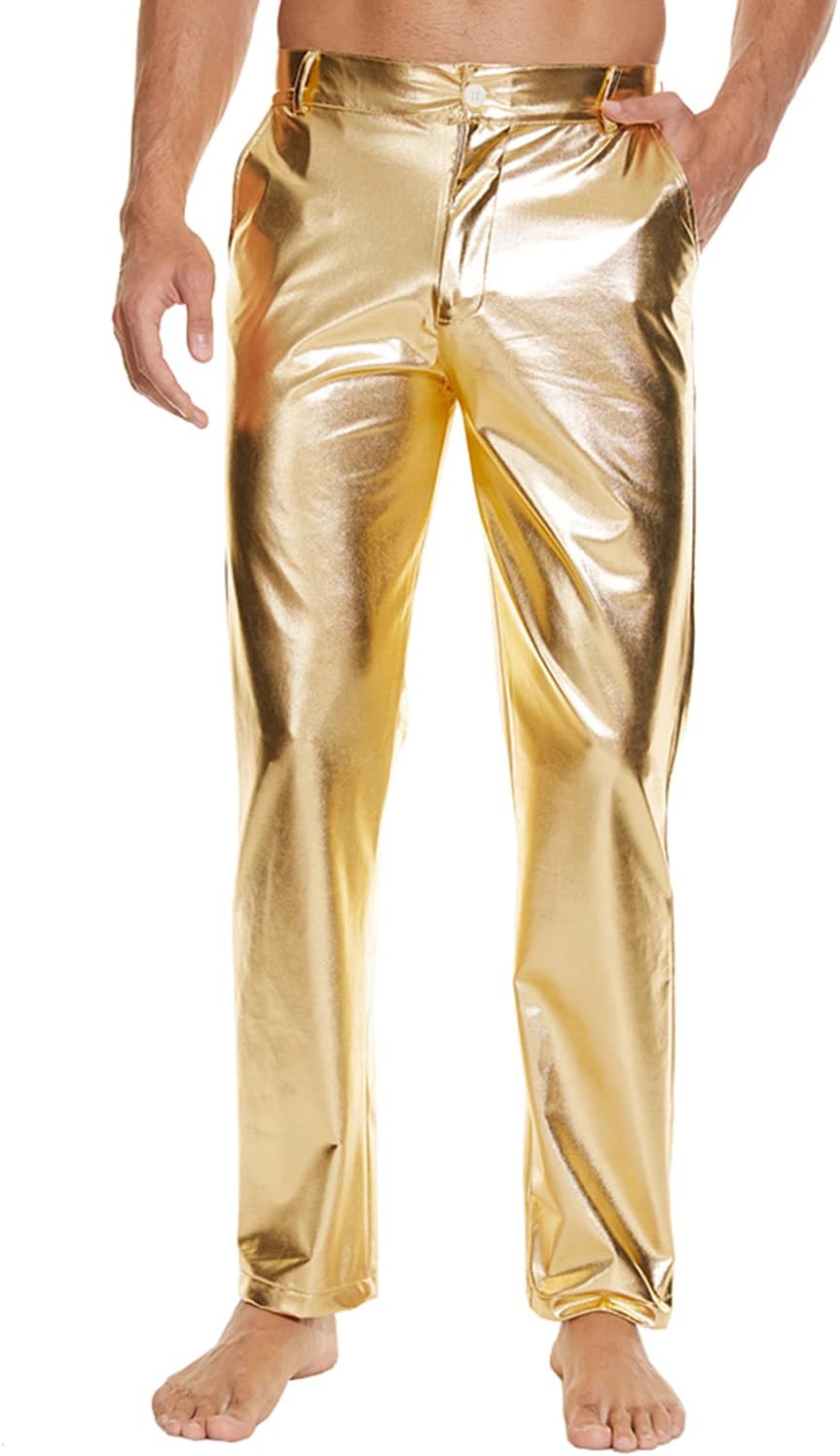 Metallic Shiny Disco Pants for Men, 70s/80s Party Rave Pants, Vintage  Cosplay St