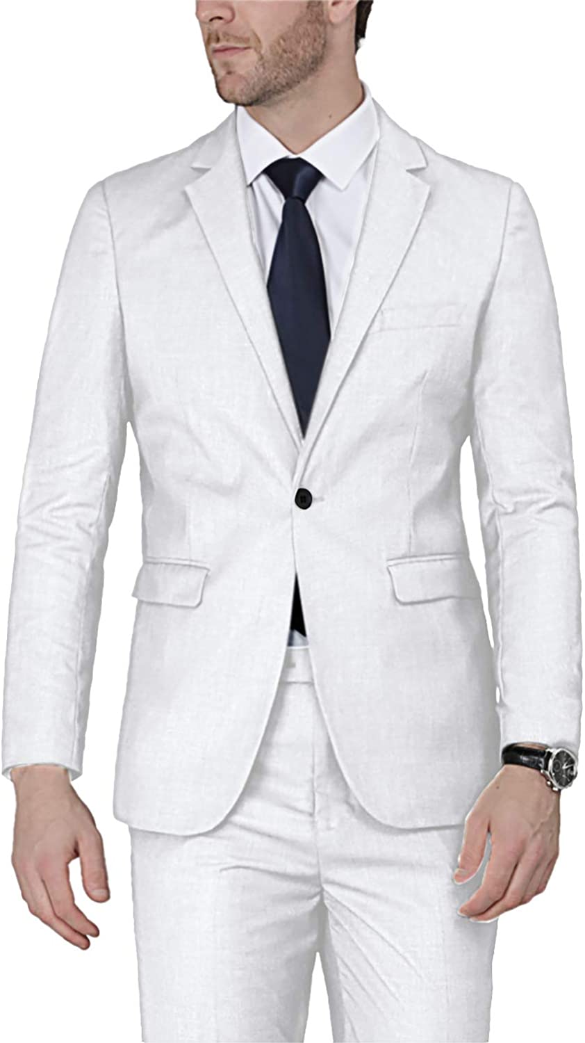 WEEN CHARM Men 3 Pieces Pinstripe Two Button Notch Lapel Slim Fit Suits Jacket Vest & Trousers Set 