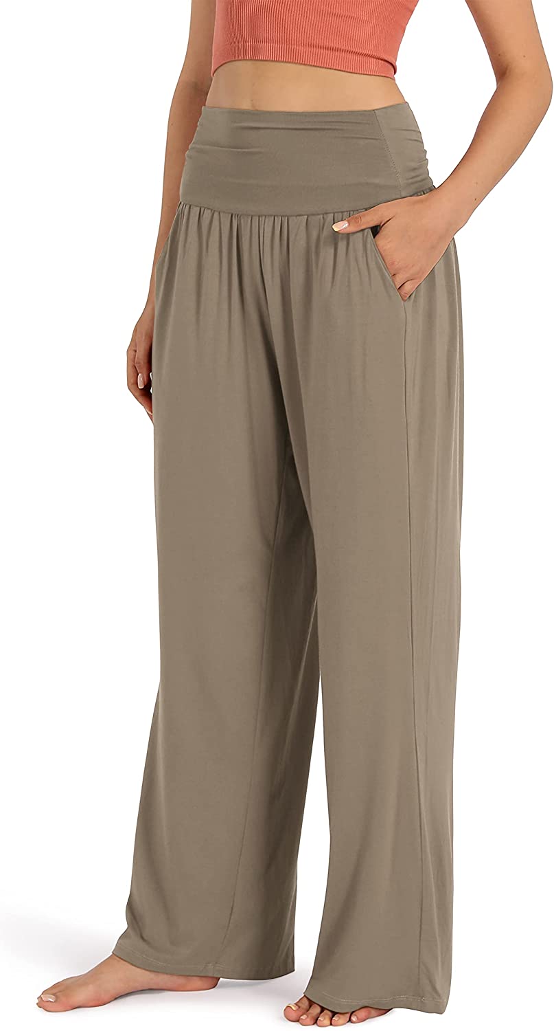ODODOS Women's Wide Leg Palazzo Lounge Pants with Pockets Light Weight Loose Comfy Leisure Casual Pajama Pants 
