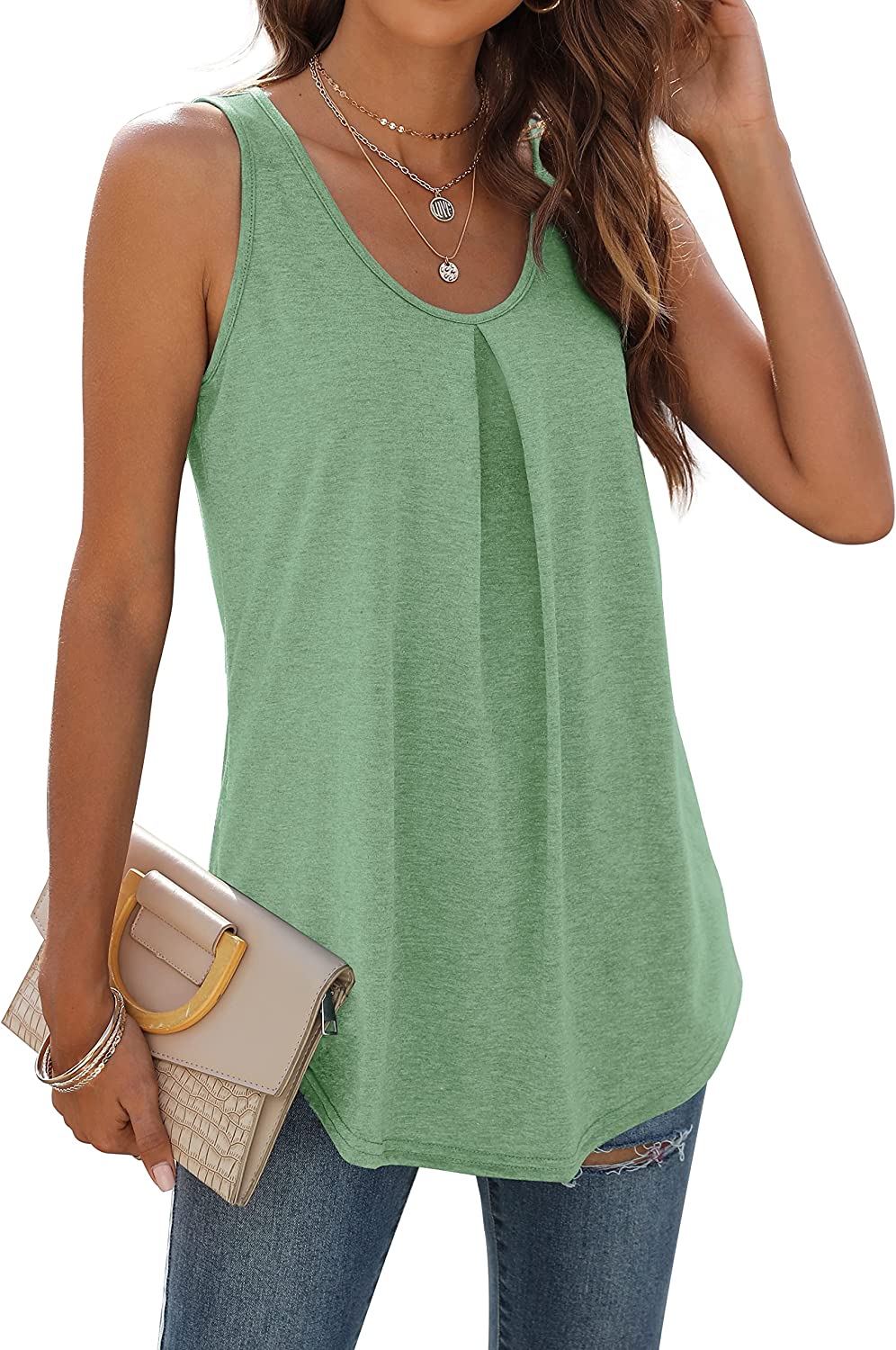 WIHOLL Tank Tops for Women Loose Fit Summer Tops V Neck Sleeveless Tanks  Trendy