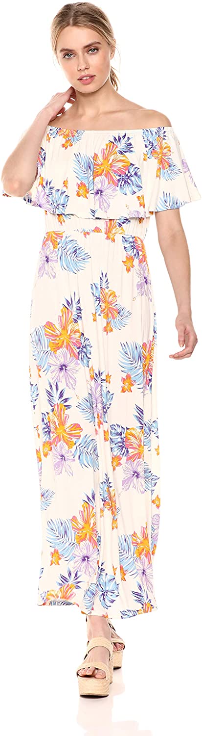 Tropical Hawaiian Print Off Shoulder Maxi Dress dresses Donna 28 Palms Marchio 