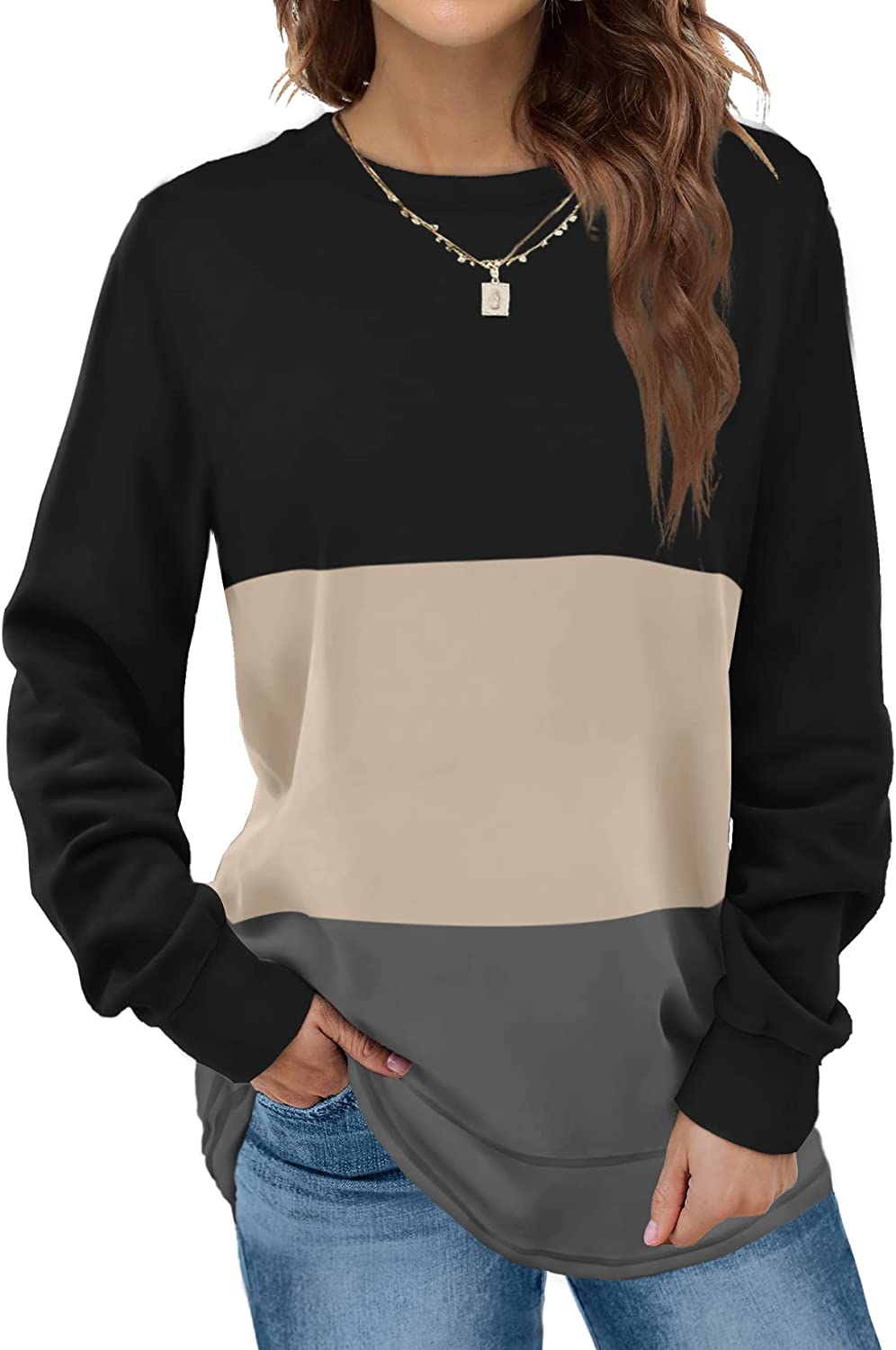 Dofaoo Sweatshirts for Women Crewneck Long Sleeve Shirts Tunic