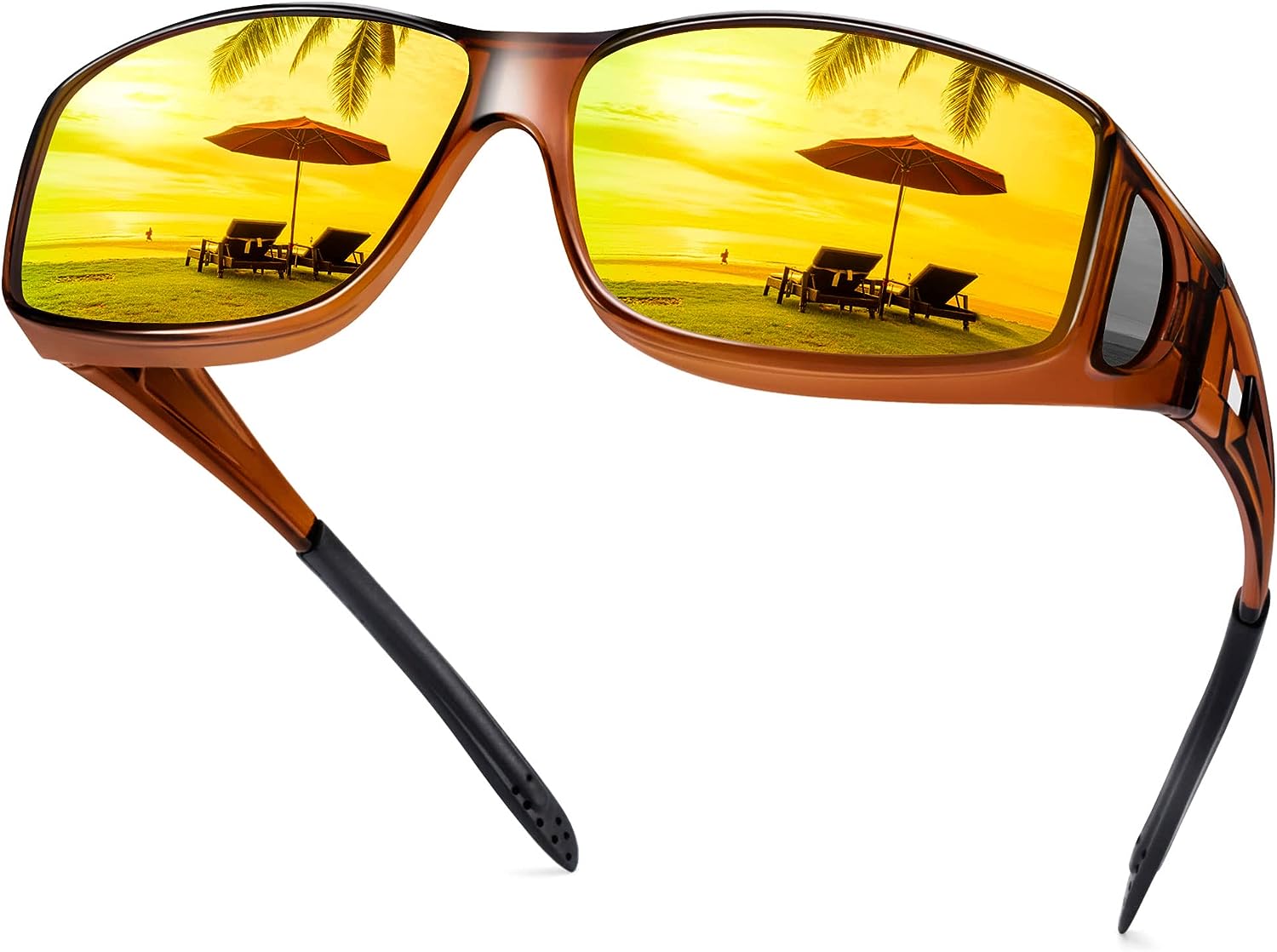 URUMQI Sunglasses Fit Over Glasses, Polarized 100% UV Protection Wrap-Around Sunglasses for Men & Women Driving