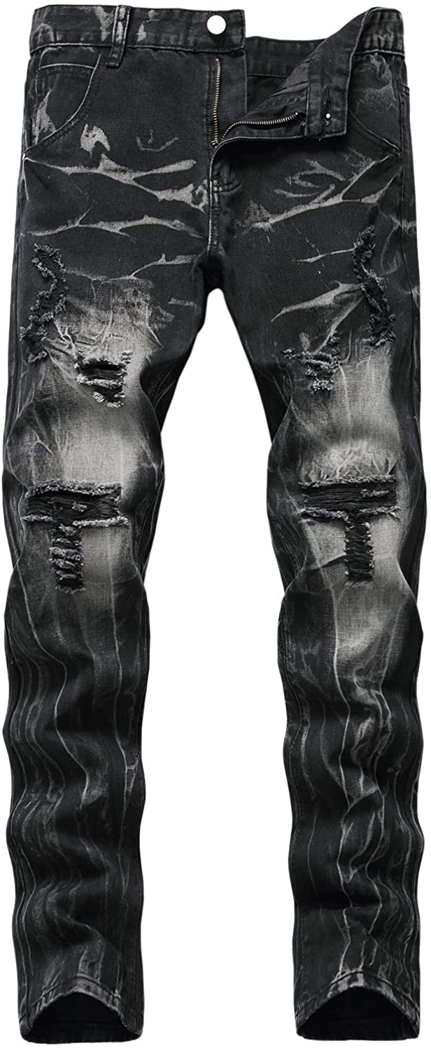 Destroyed ripped hot sale jeans mens