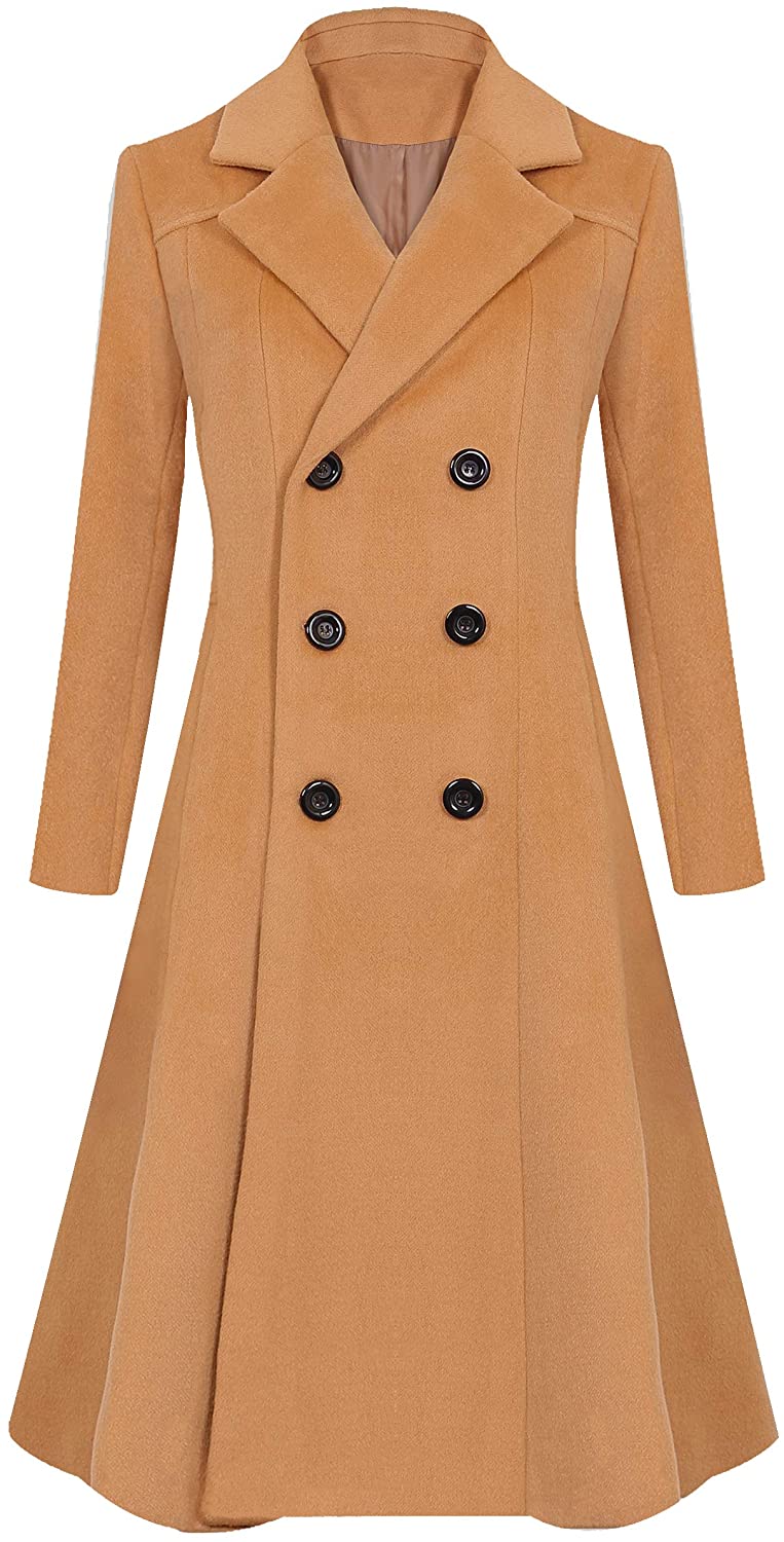 APTRO Women's Winter Wool Dress Coat Double Breasted Pea Coat Long ...
