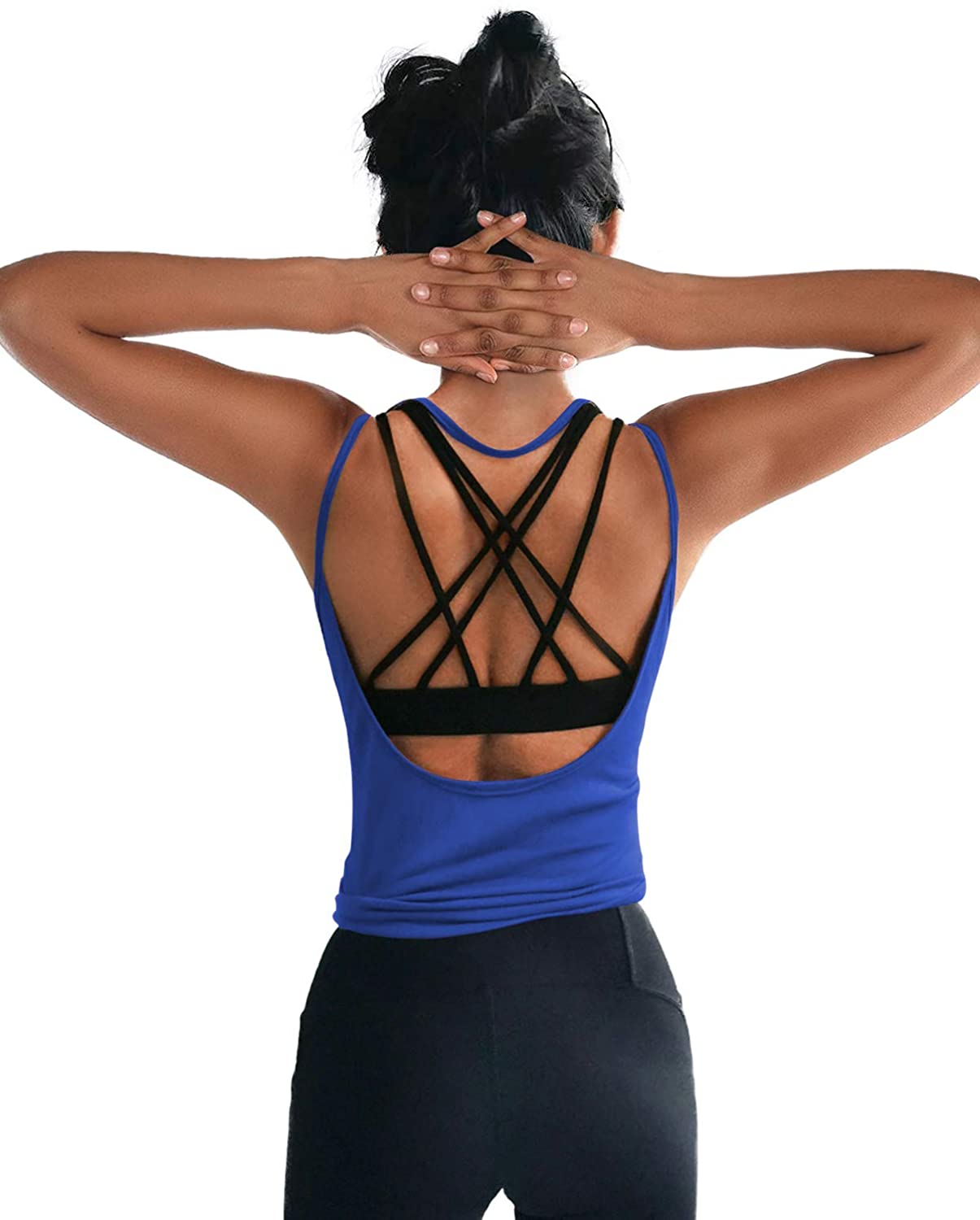 OYANUS Womens Summer Workout Tops Sexy Backless Yoga Shirts Open
