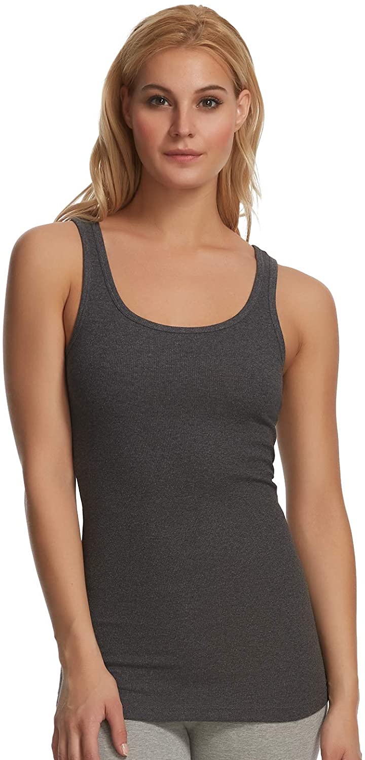 Felina Cotton Ribbed Tank Top - Class Tank Top for Women, Workout Tank Top  For Women (Color Options Available) (Heather Gray, Large) 