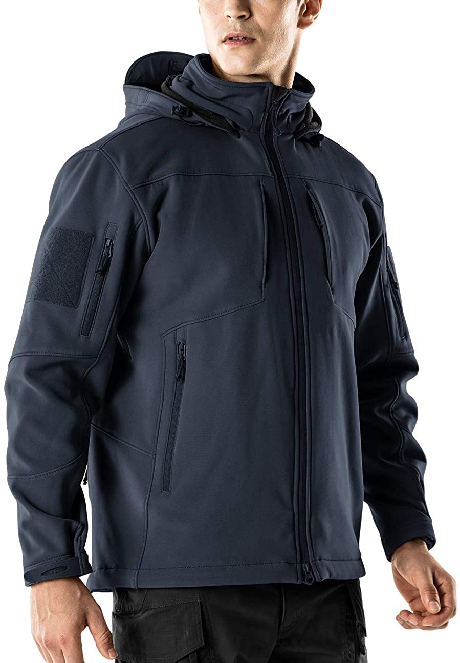 CQR Men's Full-Zip Tactical Jacket, Soft Warm Military Winter Fleece  Jackets, Outdoor Windproof Coats with Zipper Pockets, Grid Fleece Black,  Large at  Men's Clothing store