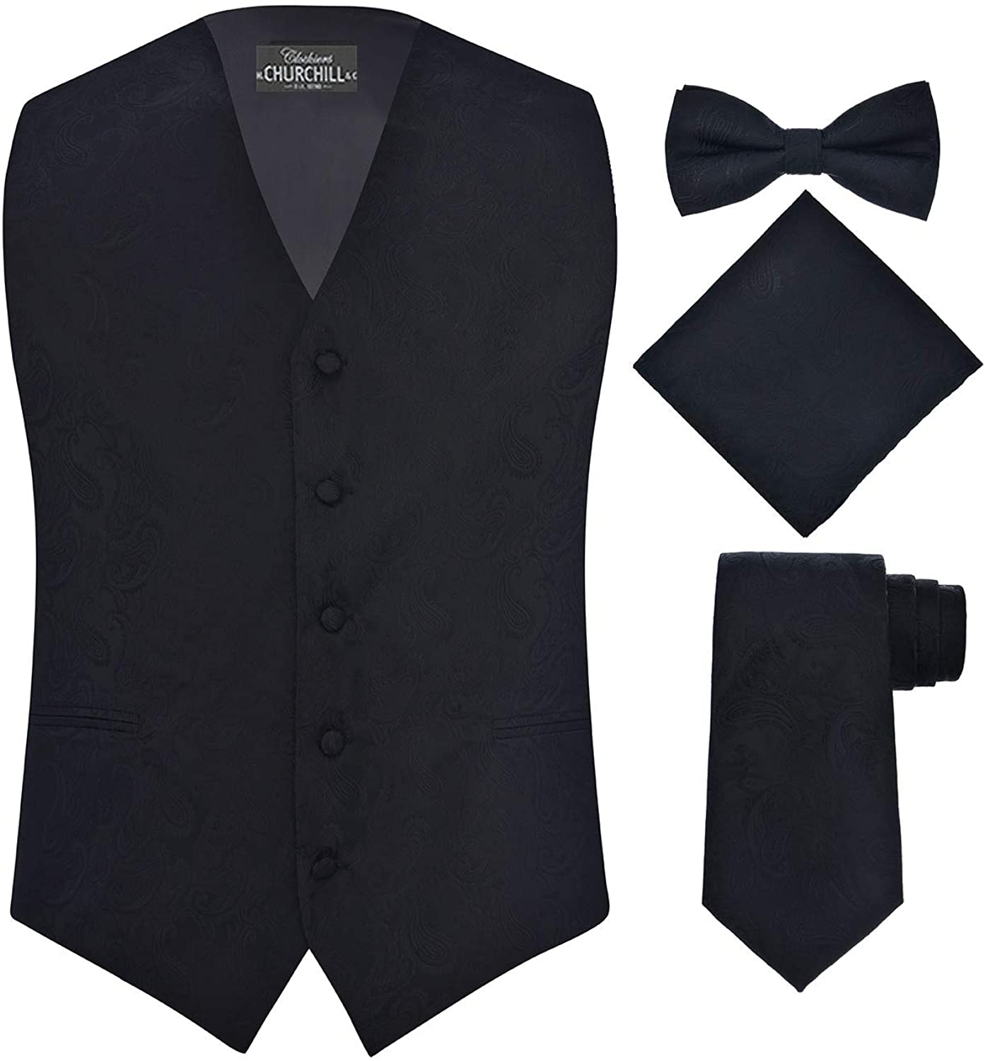 S.H. Churchill & Co. Men's 4 Piece Paisley Vest Set, with Bow Tie, Neck ...