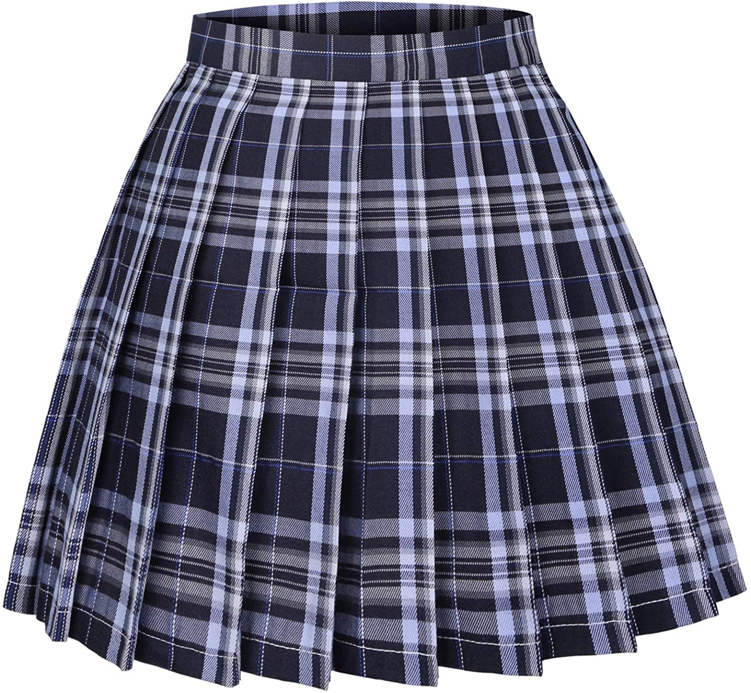 Seazoon Pleated Skirt, Black with White Stripe Cheer Skirt Mini