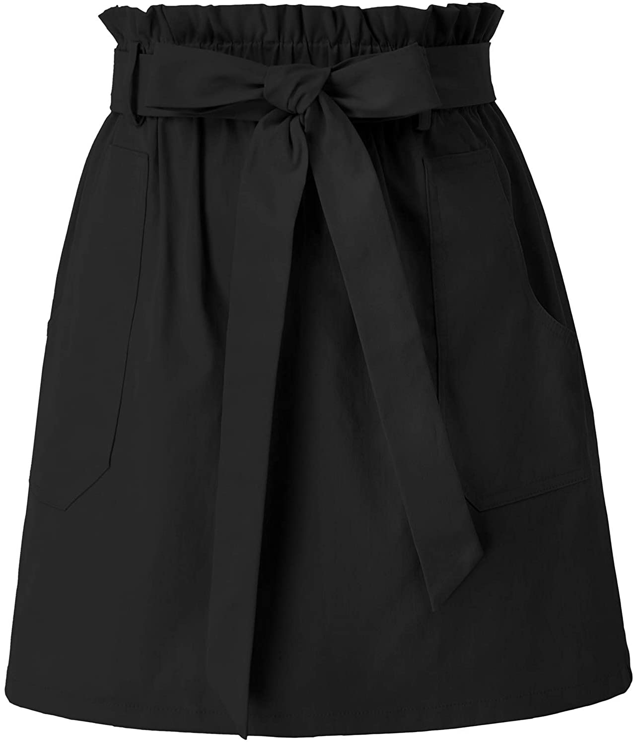 KANCY KOLE Women Casual Cotton Linen Skirts Frill Tie Waist A-Line Midi Skirt with Pockets S-XXL 