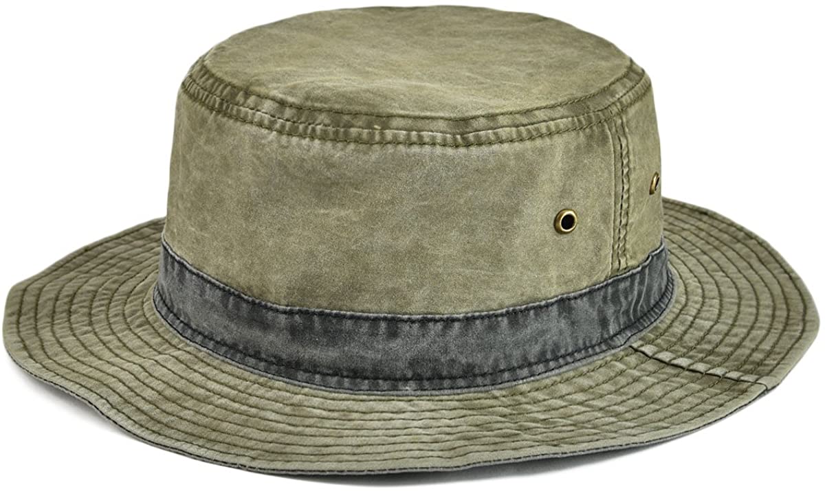 VOBOOM Men Washed Cotton Panama Bucket Hat Packable Summer Travel ...