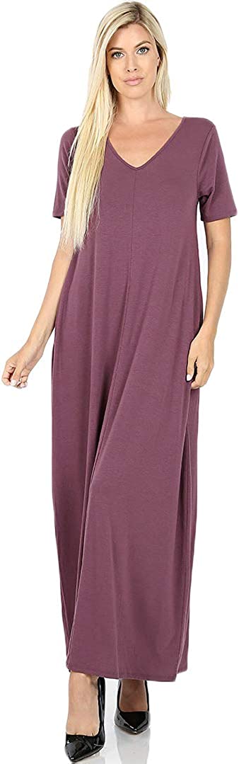 Zenana Women's Premium Casual Long Relaxed Loose T-Shirt Maxi Dress with  Half Sleeves and Pockets (S-3XL) : : Clothing, Shoes & Accessories
