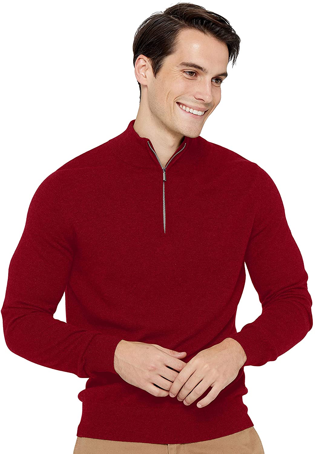 State Cashmere Half Zip Mock Neck Pullover 100% Pure Cashmere Polo Neck Sweater