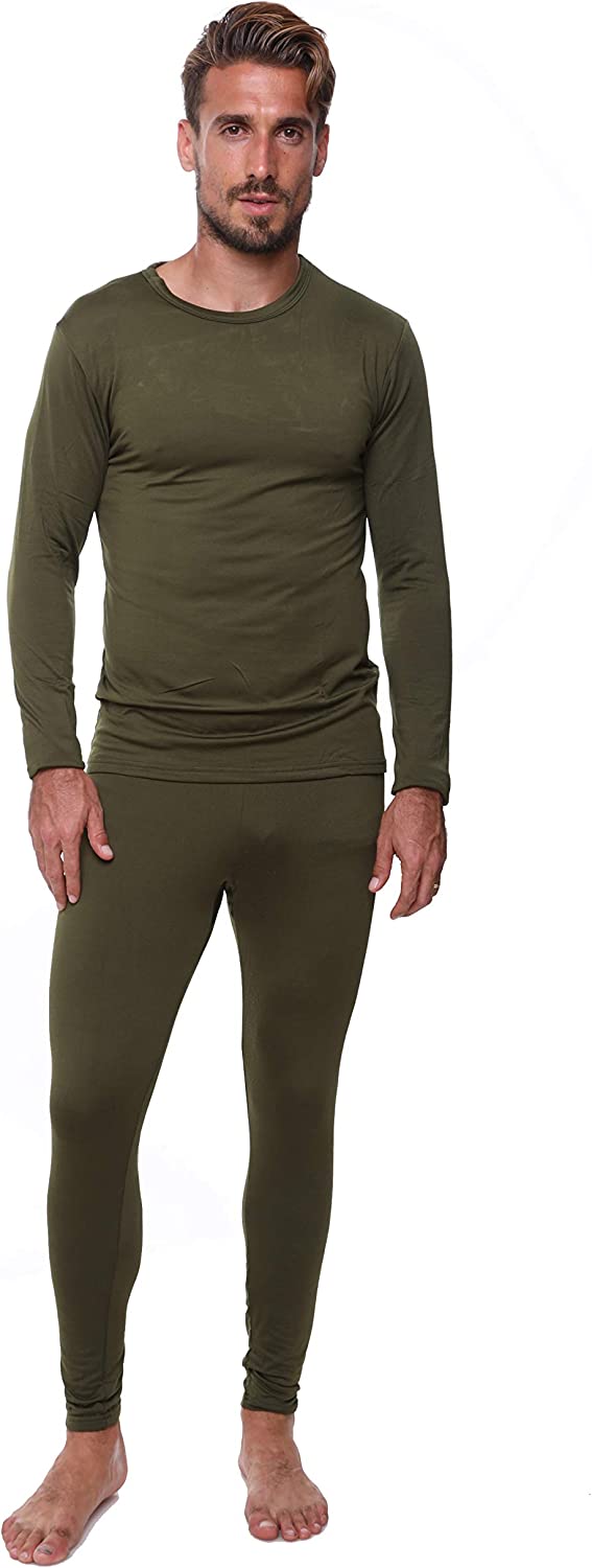 Thermal Underwear for Men Long John Set for Cold Weather Mens 2 pc Long  Sleeve Shirt and Leggings Fleece Base Layer Thermals