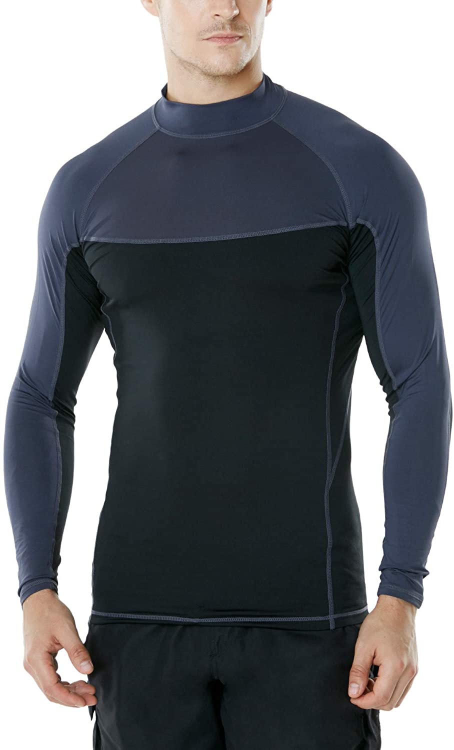 2 or 3 Pack Men's UPF 50+ Long Sleeve Compression Shirts Water Sports Rash Guard TSLA 1 Athletic Workout Shirt 