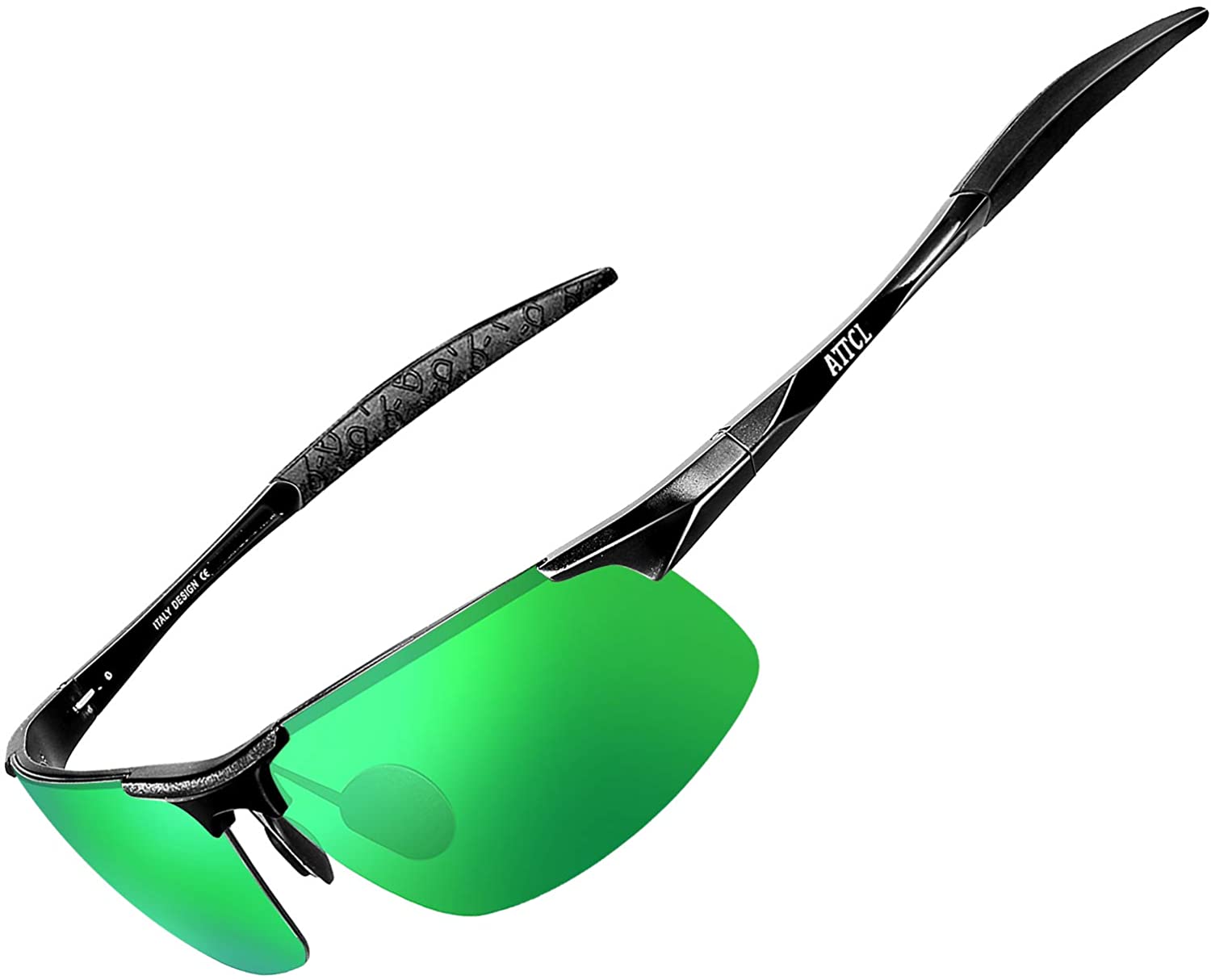 ATTCL Mens Ultralight Al-Mg Metal Frame Driving Polarized Sunglasses 