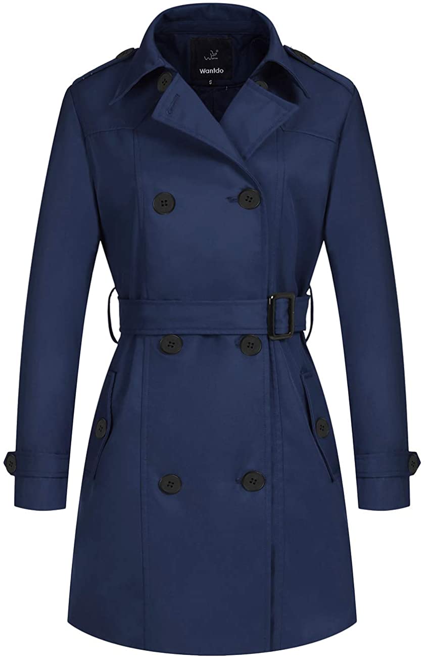 Wantdo Women's Double-Breasted Trench Coat with Belt | eBay
