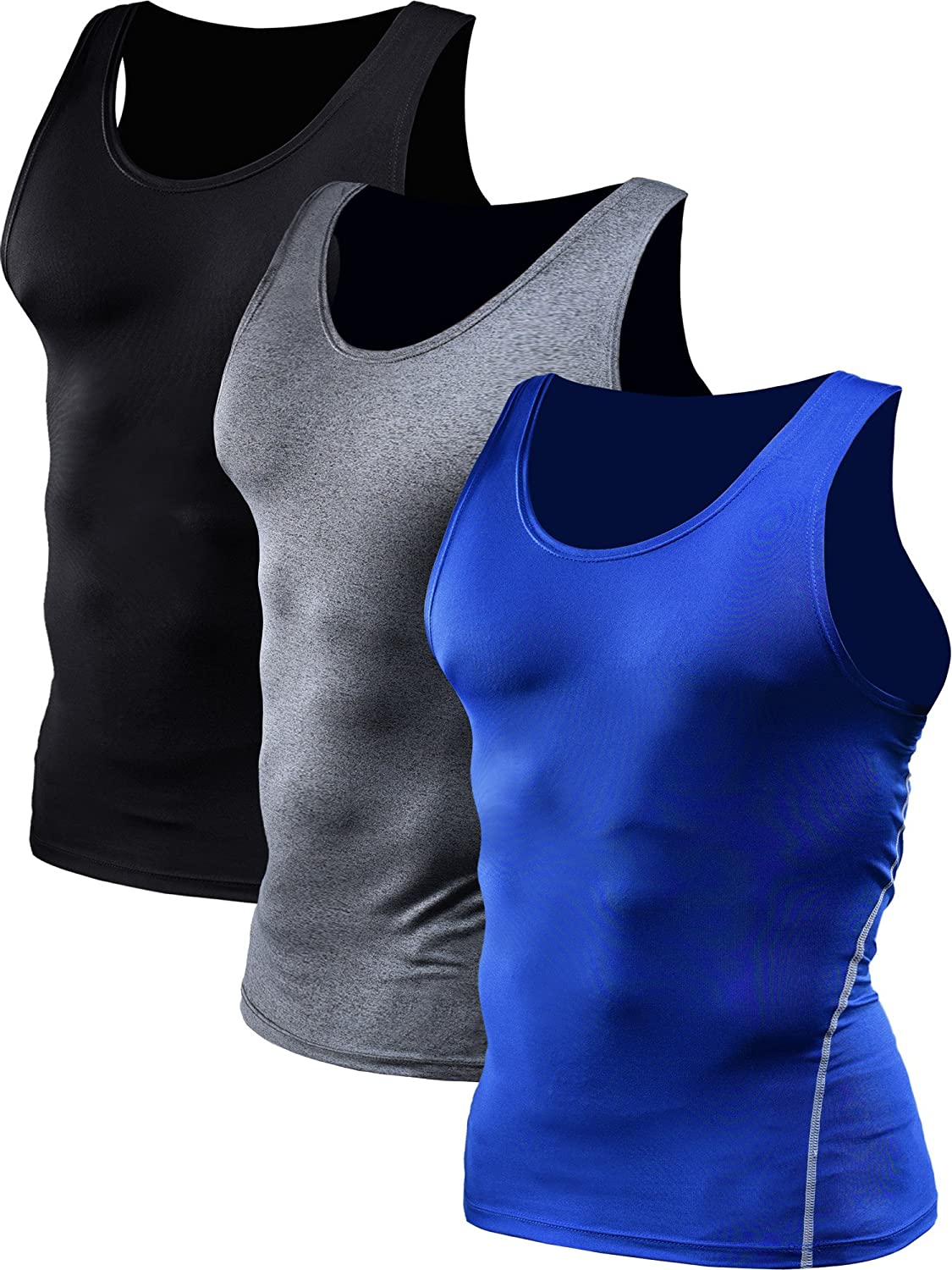 Neleus Womens 3 Pack Compression Base Layer Dry Fit Tank Top