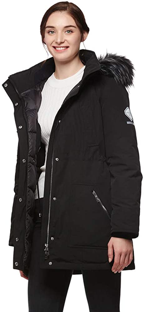 Universo Women's Heavy Duty Down Parka Jacket with Removable Fur Hood ...