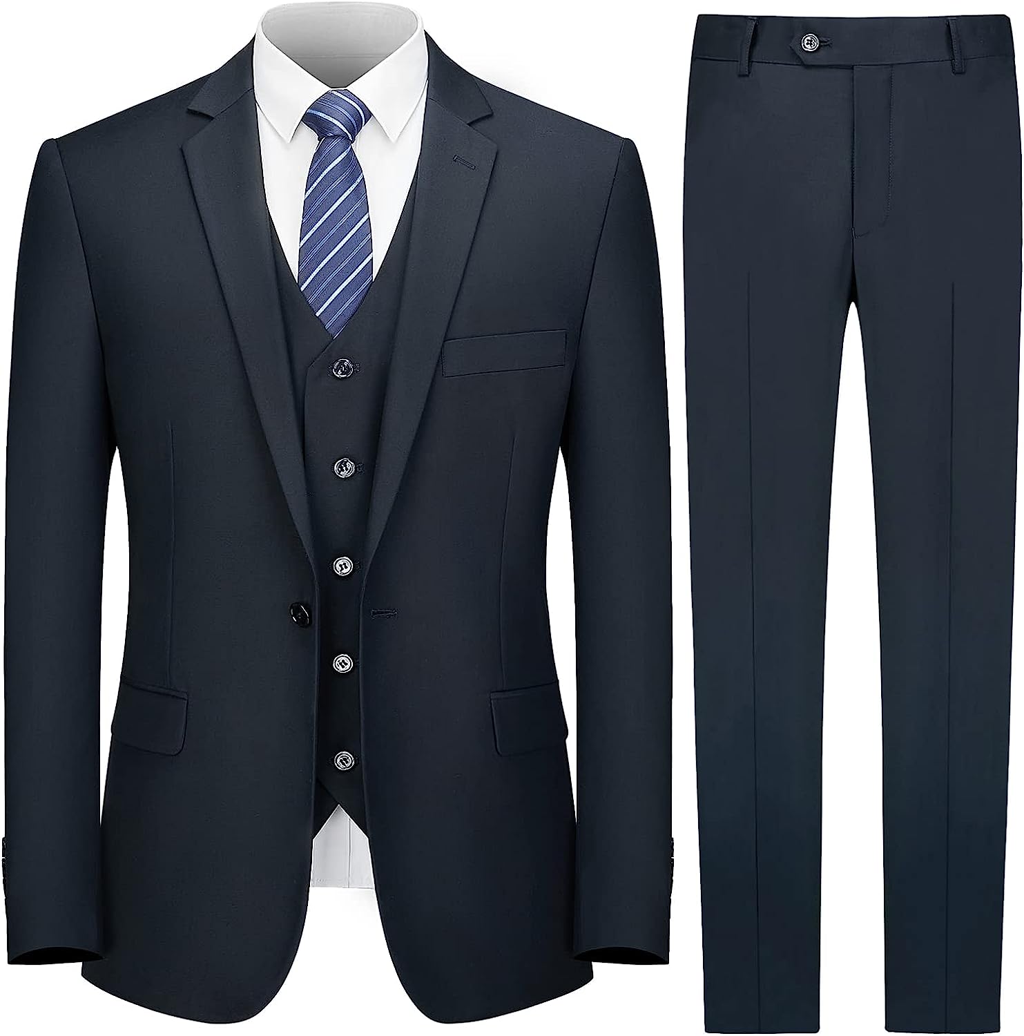Cooper & Nelson Men's Suit Slim Fit, 3 Piece Suits for Men, One Button ...