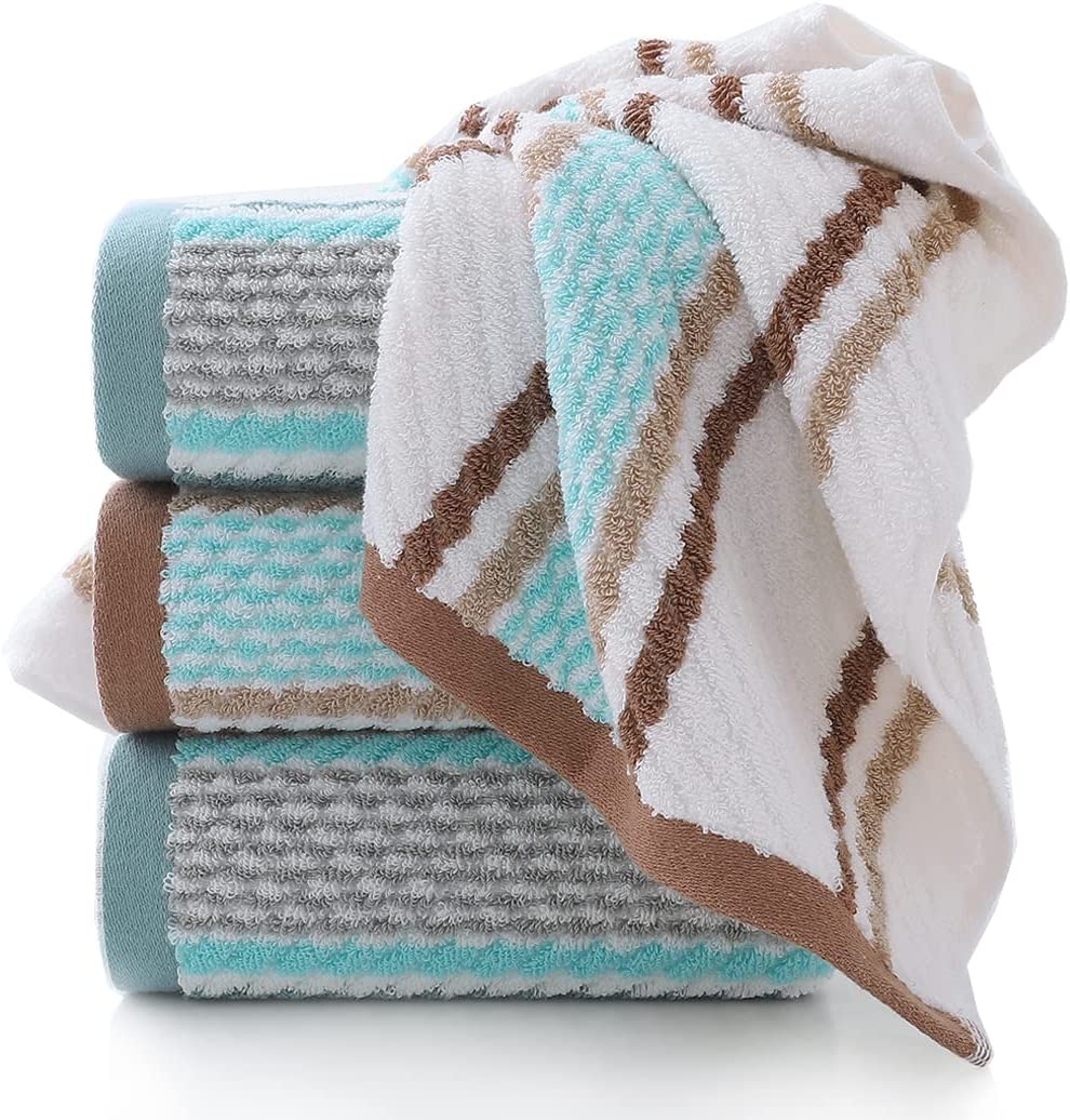 Pidada 100% Cotton Striped Pattern Hand Towels for Bathroom Set of
