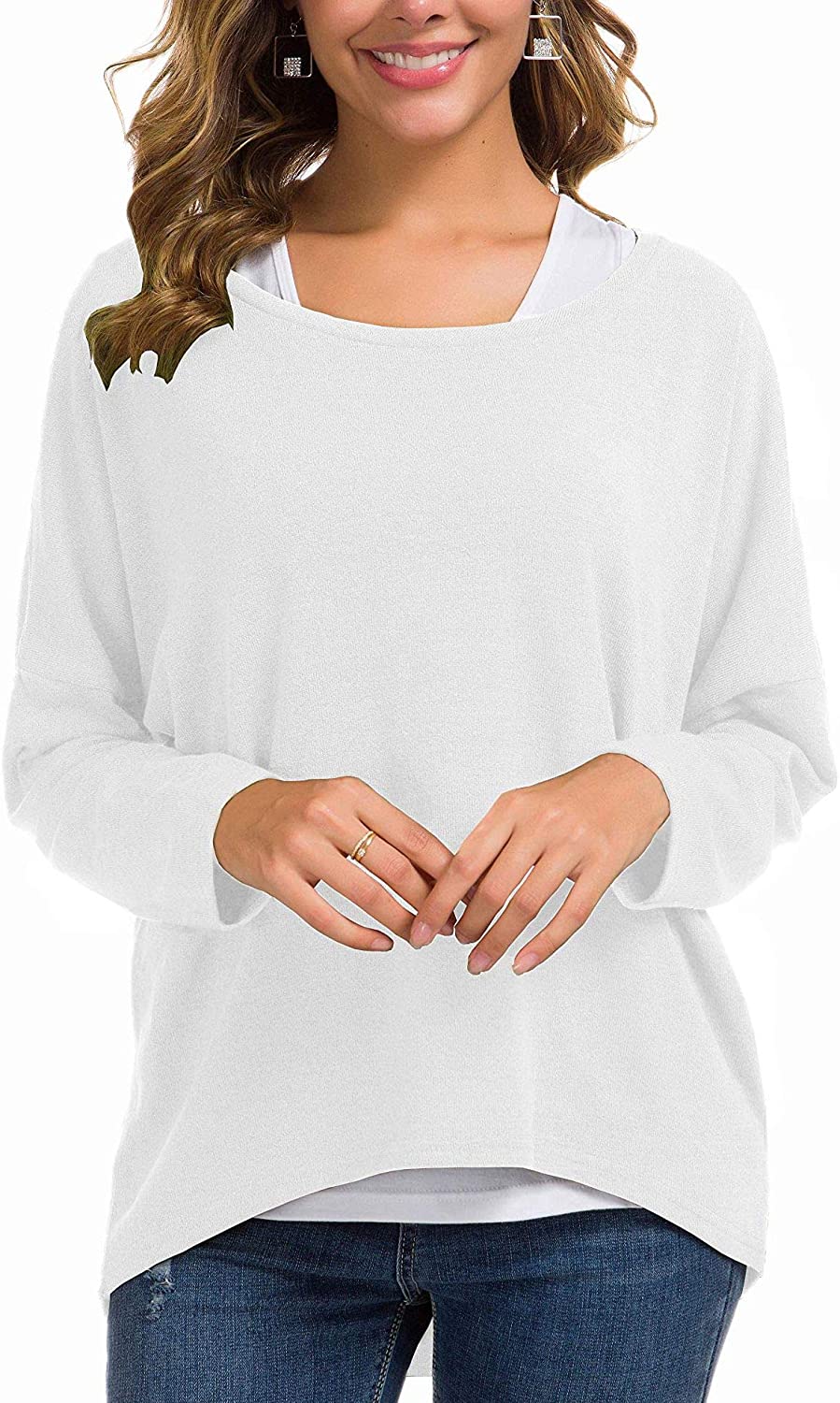 UGET Women's Sweater Casual Oversized Baggy Loose Fitting Shirts Batwing  Sleeve | eBay