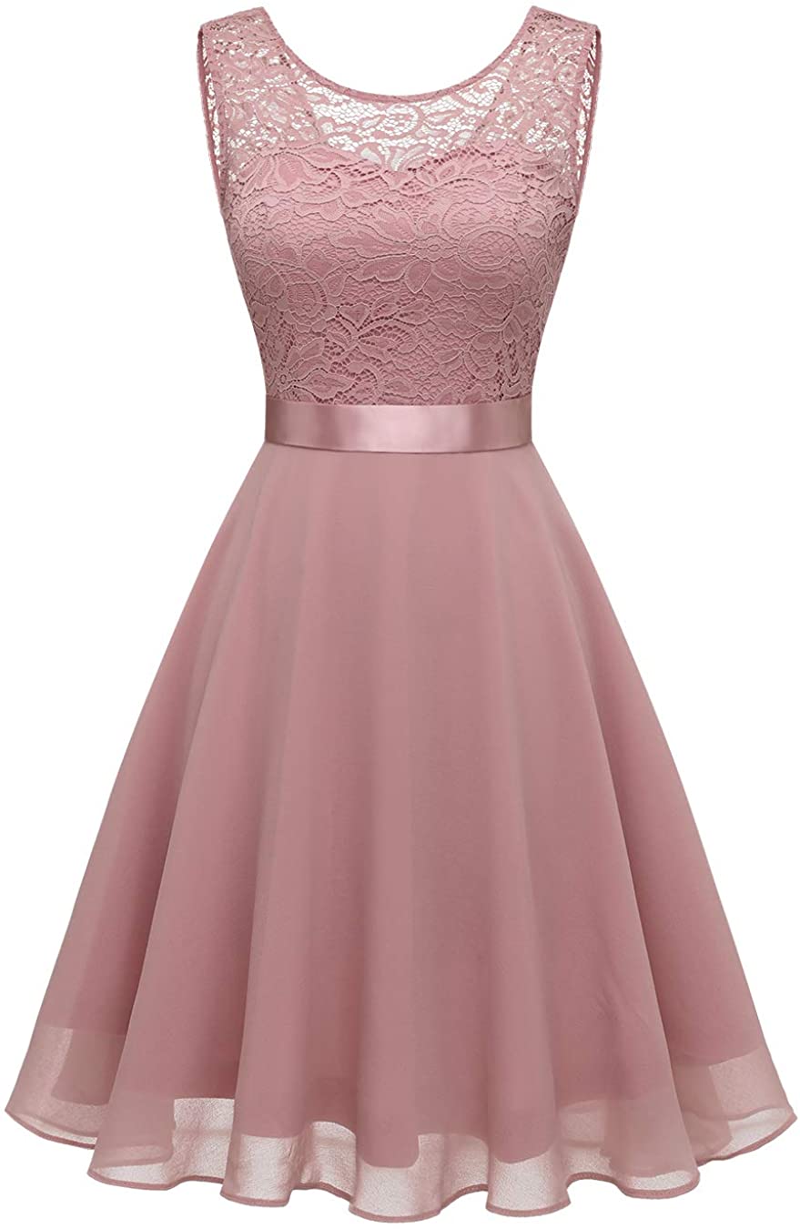 BeryLove Women Prom Tea Dress Vintage Cocktail Party A-Line Swing Dress with Half Sleeves