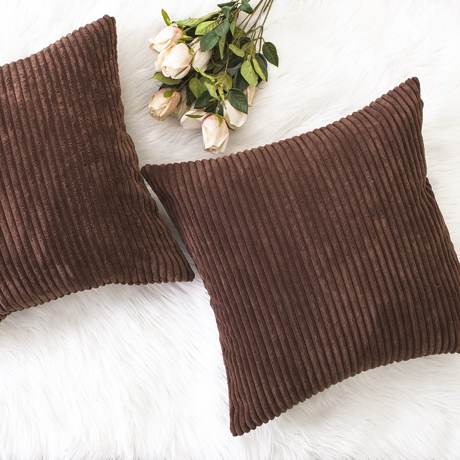 Home Brilliant Couch Pillow Covers 18x18 Set of 2 Super Soft