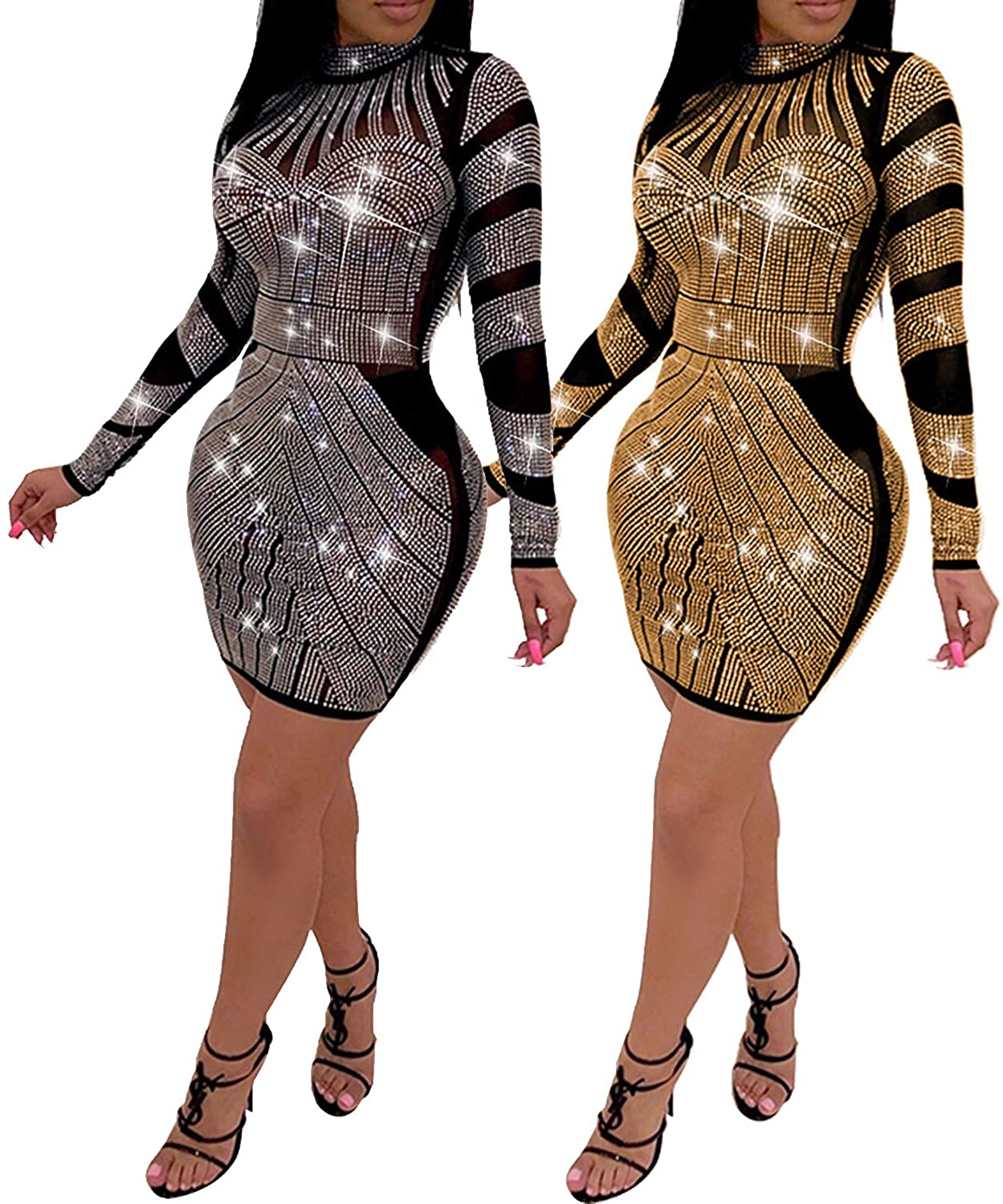 PORRCEY Women Sexy hot Diamond Process Sexy Dress Party Club Night Dress |  eBay