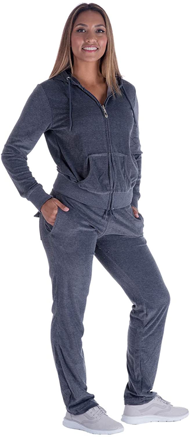 Velour Tracksuit Womens 2 Piece Outfit Zip Up Hoodie Sweatshirt and Jogger Pant Sweatsuits Set 