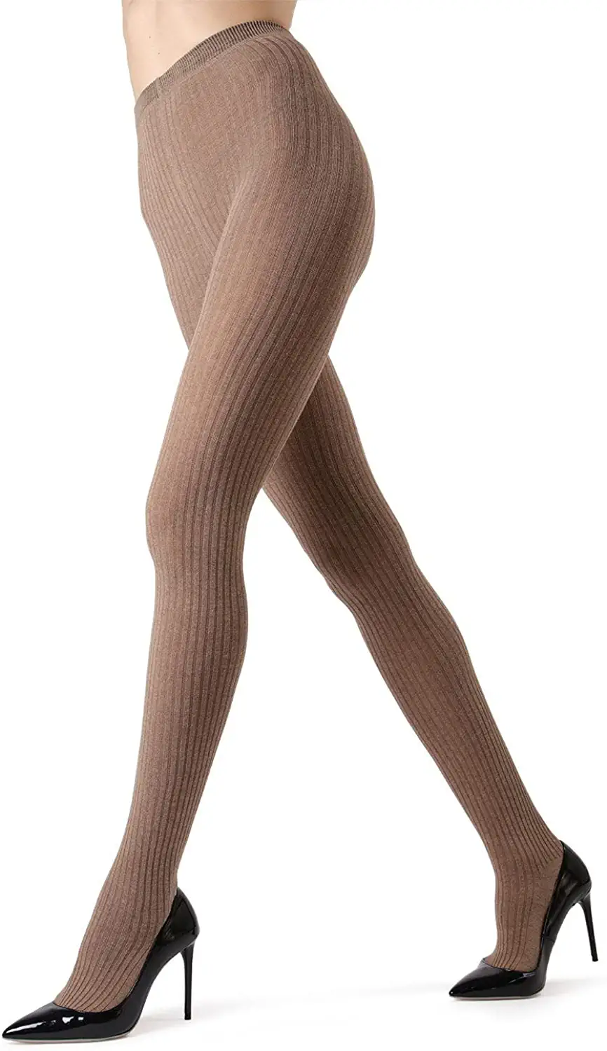 MeMoi Boston Ribbed Cotton Blend Sweater Tights Black X-Small/Small at   Women's Clothing store