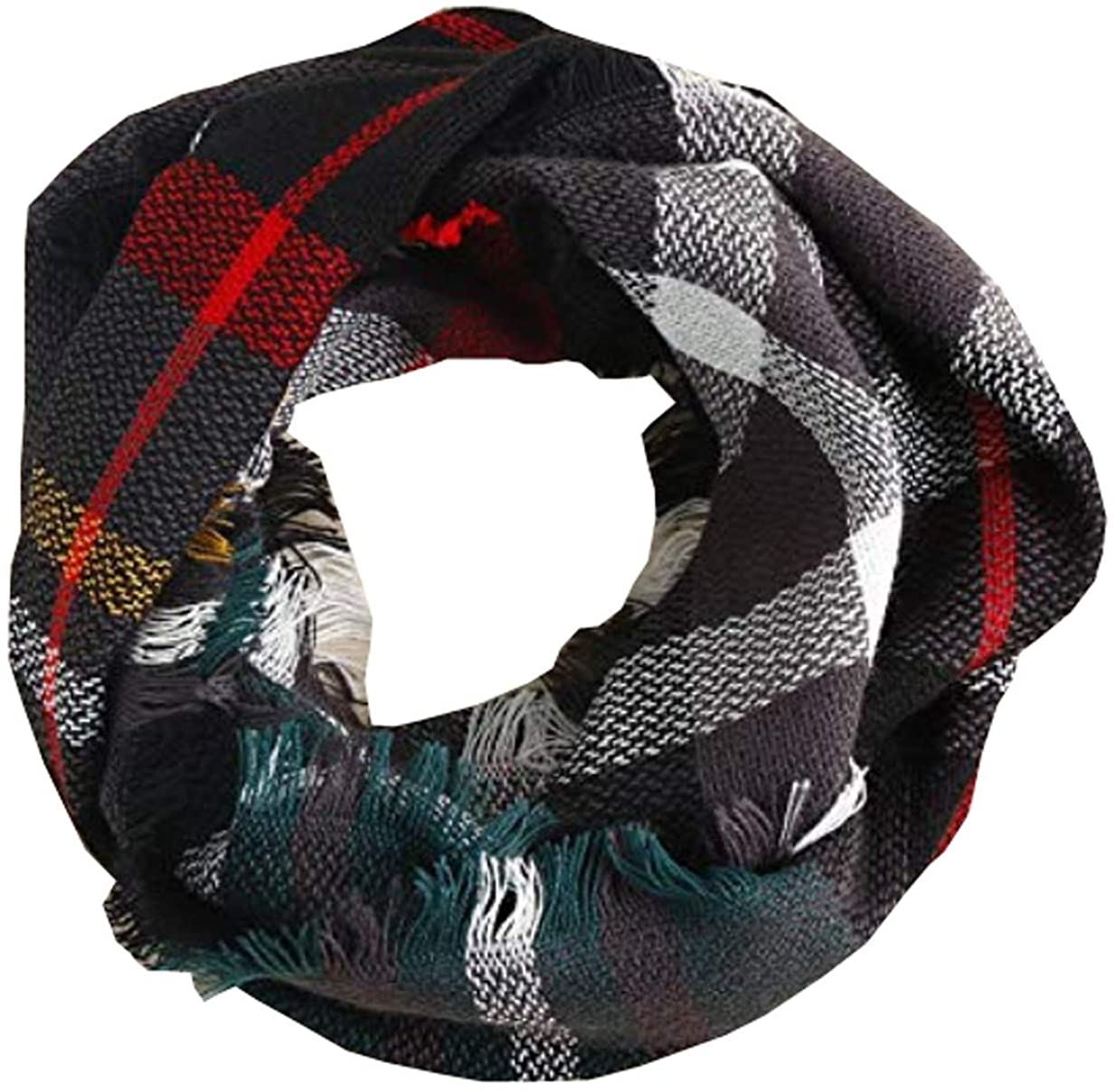 Wander Agio Womens Winter Head Hair Wraps Circle Scarves Warm Plaid Scarf