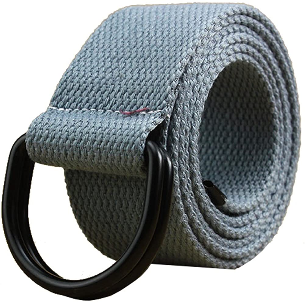 maikun 2 Pack Canvas Belts for Men with Black Double D-ring Buckle Web  Fabric Belt (Men, Black+Dark Grey, Waist Size 31-34) : : Fashion