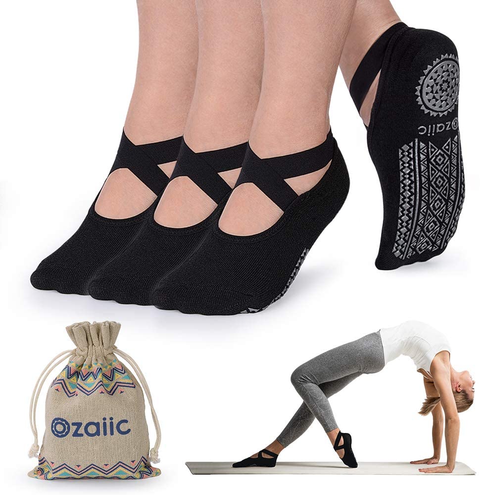 PUTUO Yoga Socks Women Pilates Socks with Grips, Ladies Non Slip