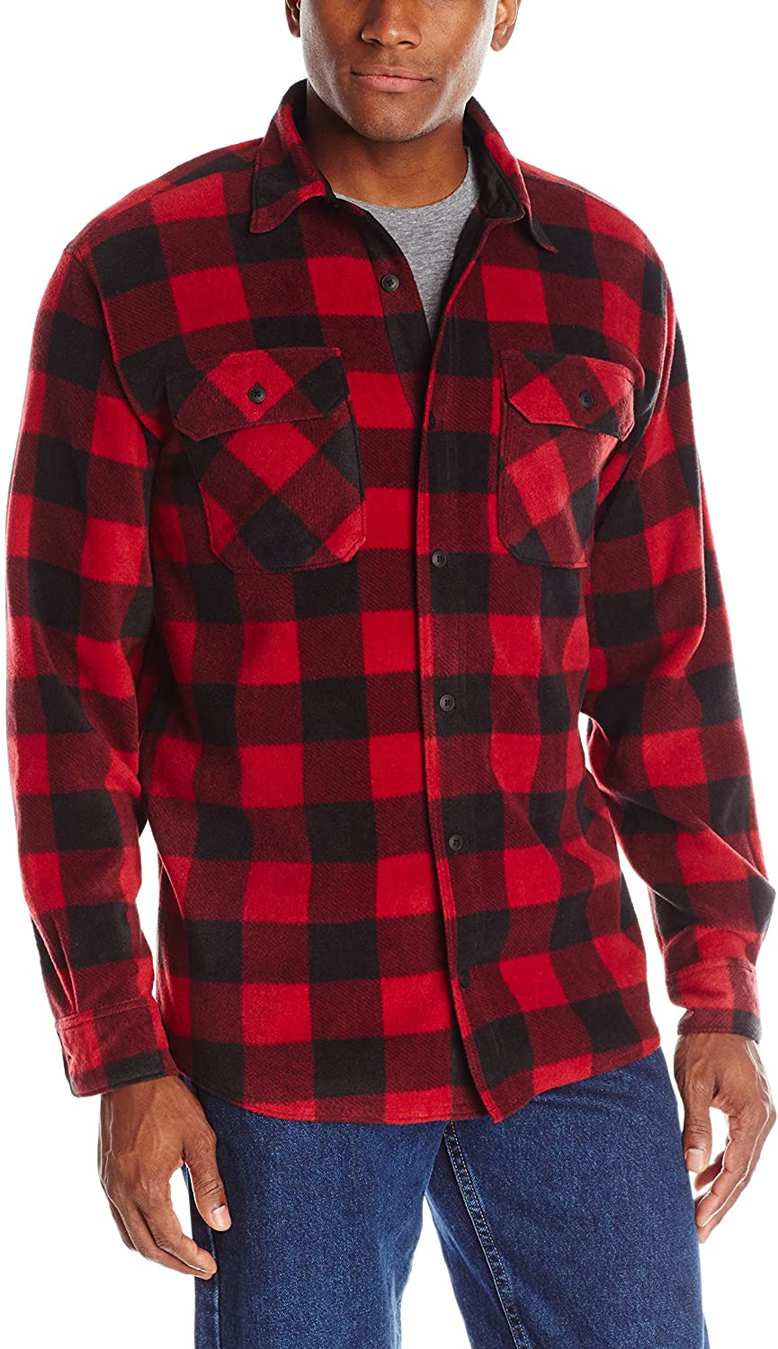 Wrangler Authentics Men's Long Sleeve Heavy Weight Fleece Shirt | eBay