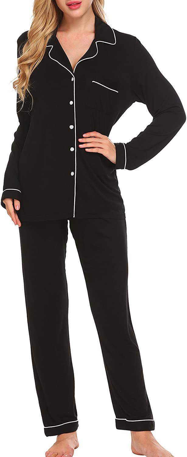 Ekouaer Pajama Set Womens Pj Two Piece Long Sleeve Sleepwear Soft Loungewear Nightwear Set S-XXL