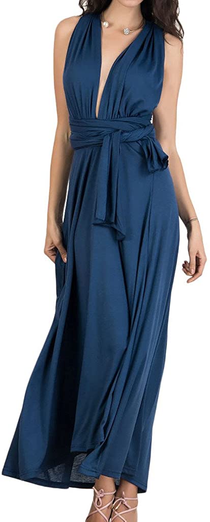 PERSUN Women's Convertible Multi Way Wrap Maxi Dress Long Party Grecian Dresses